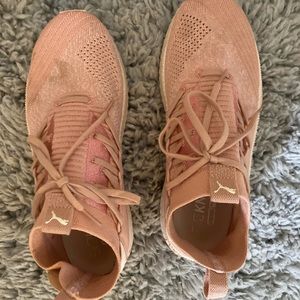 Pink Knit Puma Tennis Shoes